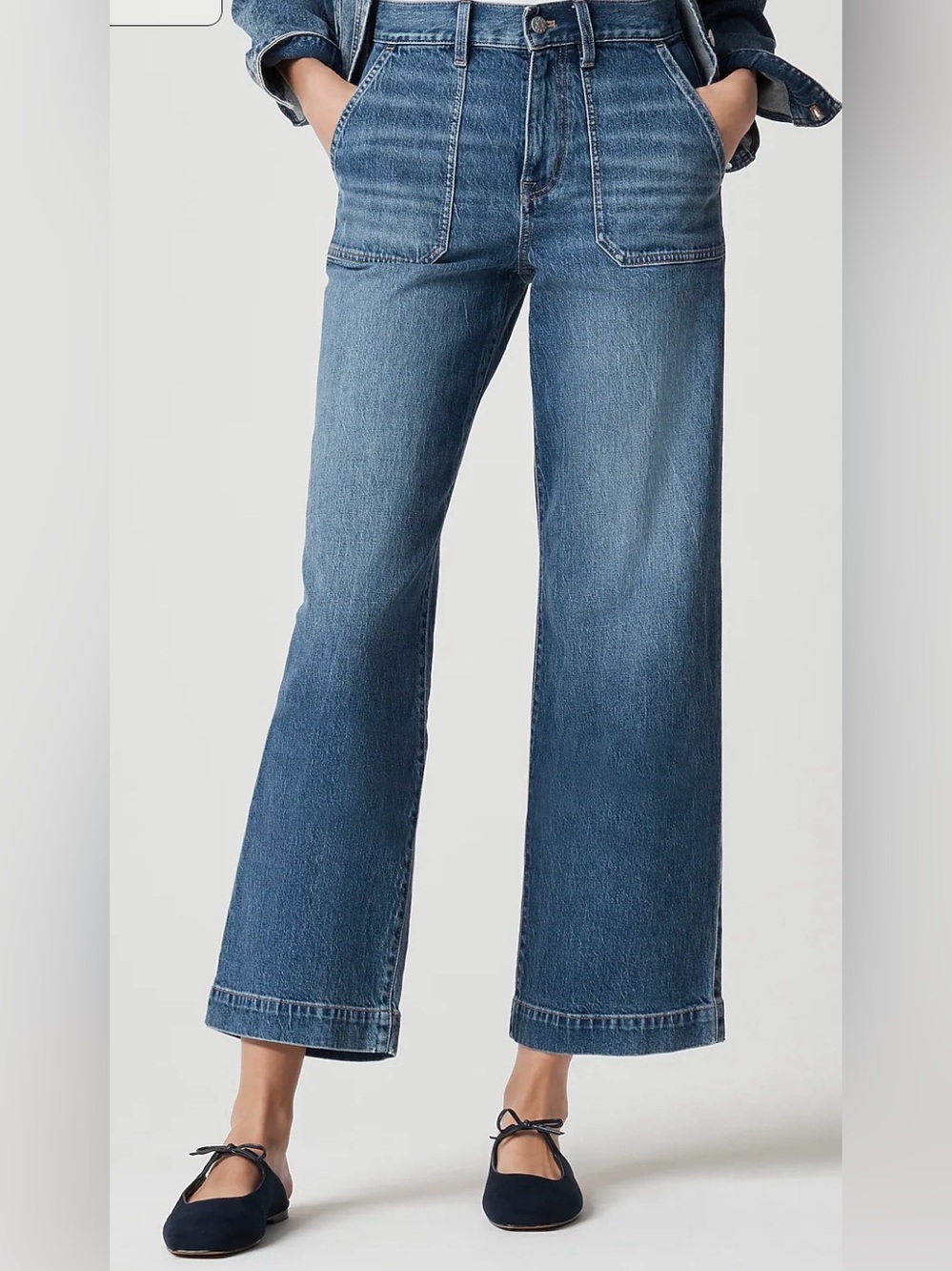 J Crew Women's Wide-Leg Blue Denim Jeans High waist Size 29”